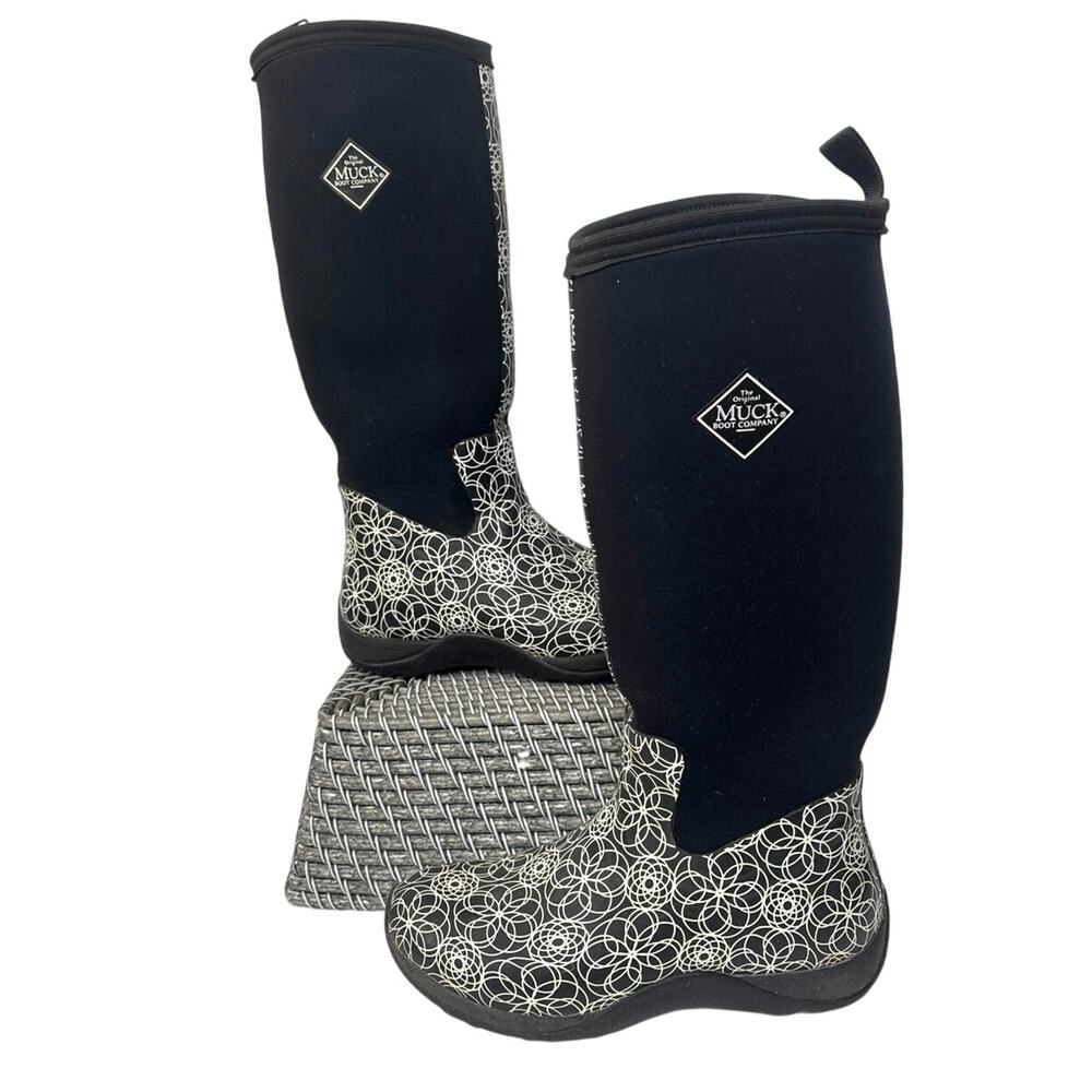 The Original Muck Boot Company Arctic Weekend Tall Boots Women's 8 Black White